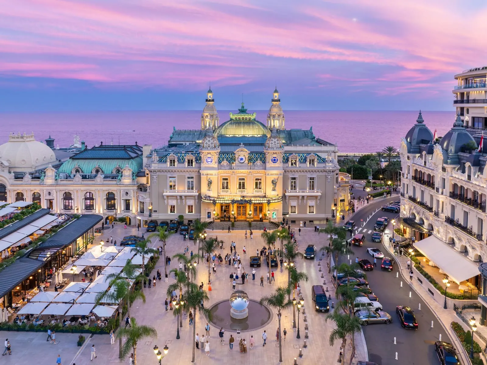 Monaco: Place du Casino at dusk