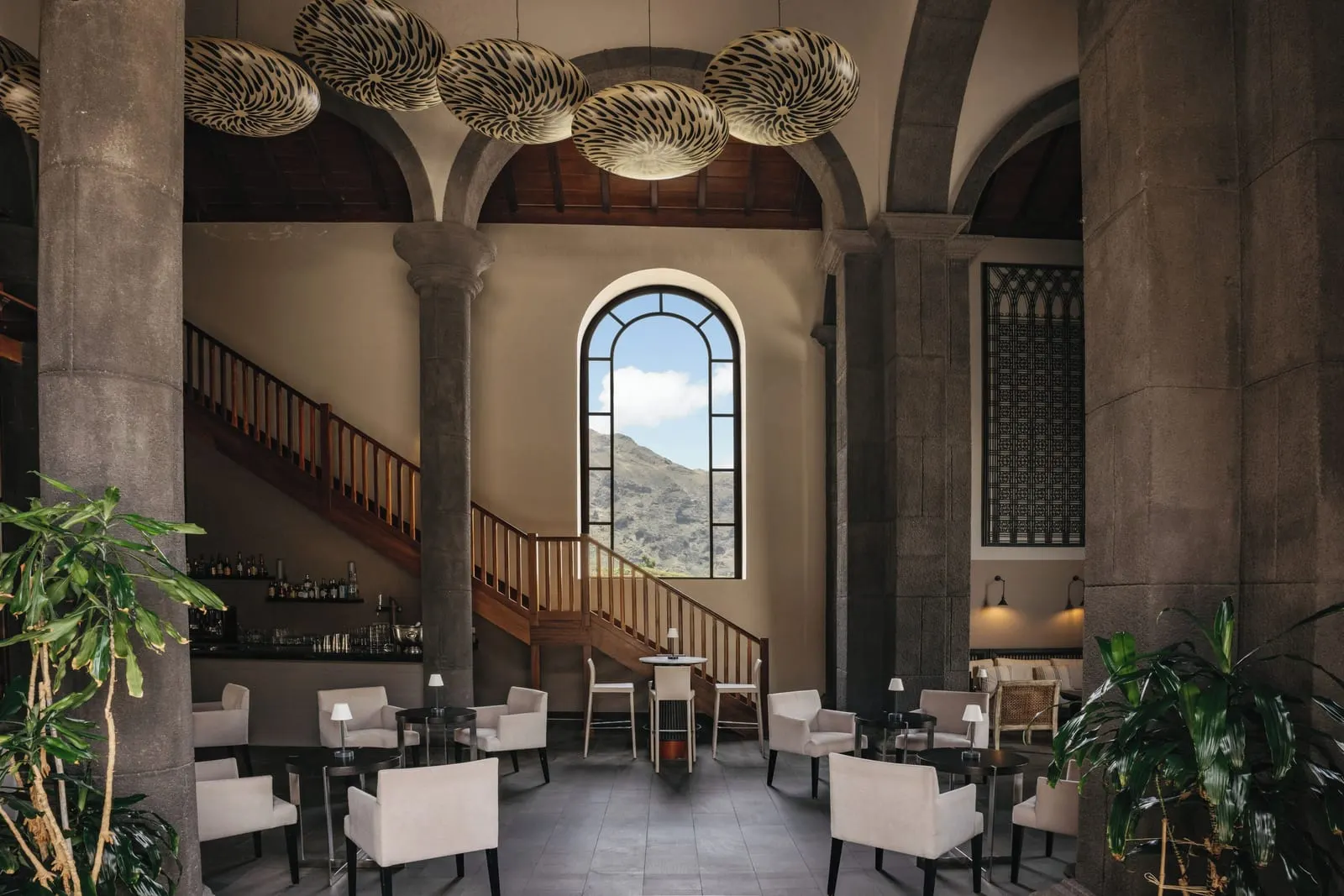 Hacienda del Conde: The stone lobby and staircase
