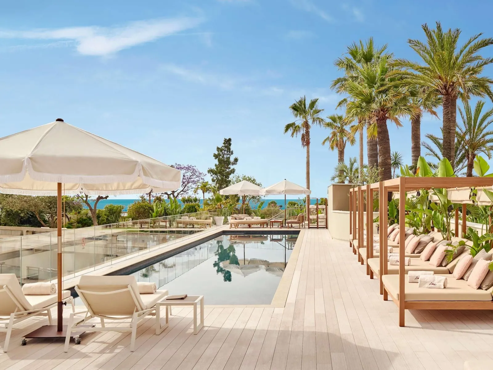 Fairmont Monte Carlo: Pool terrace with palms